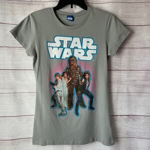 Star Wars Grey Graphic T-Shirt Retro Chewbacca Han Solo Luke Skywalker Size L
